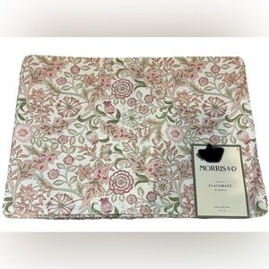 Morris & Co Wilhemina Placemats set/4:  13” x 19” 100% cotton Pink Green Spring